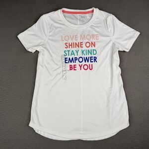 DSG Shirt Girls Large 14 White Movement Tee Graphic Performance Short Sleeve